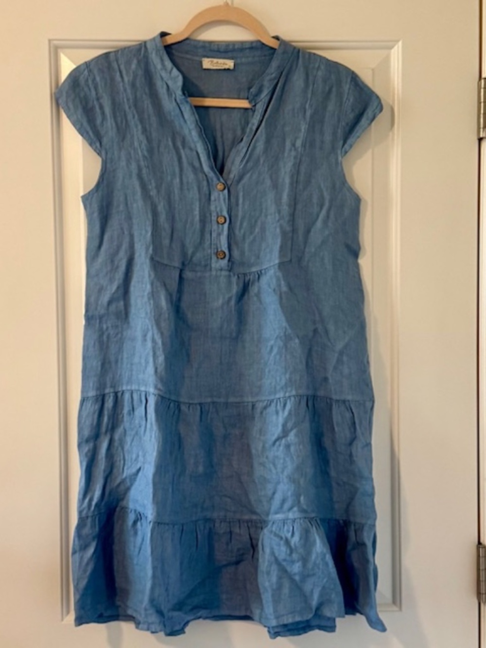 NWOT Belle Umbra Blue Linen Dress Size Small